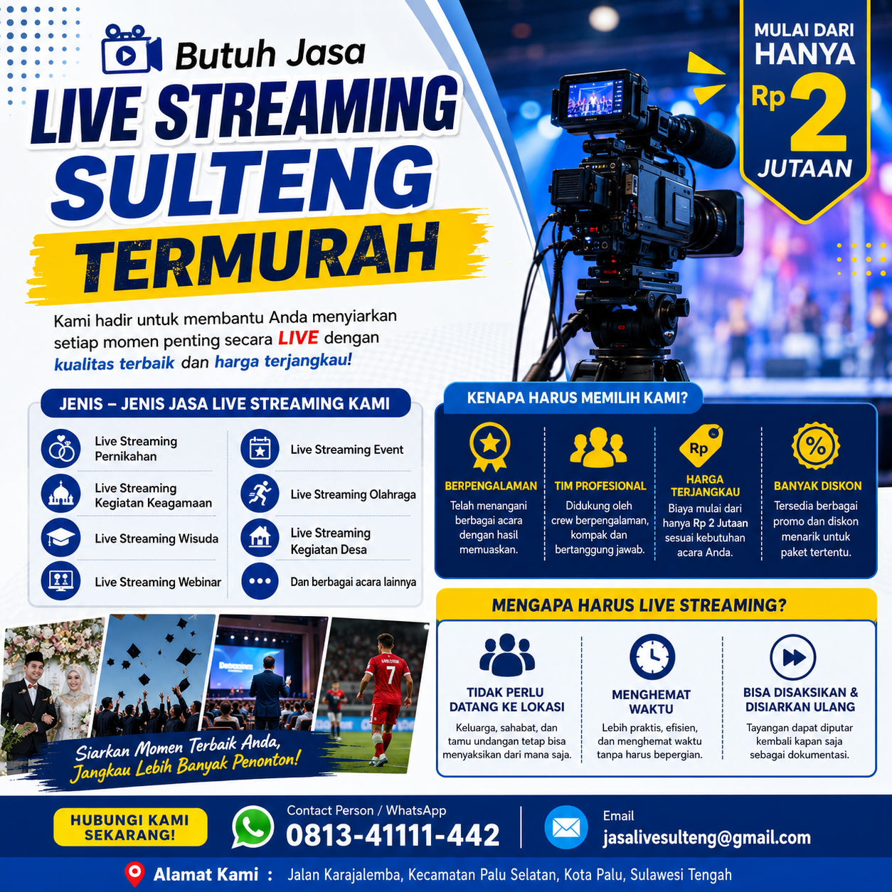 Butuh jasa live streaming profesional di Sulawesi Tengah?